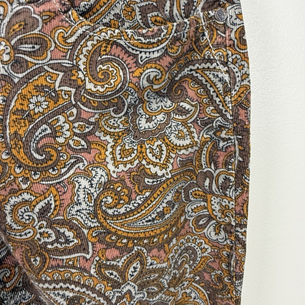 Prana Micro Corduroy Pants Women's Size 8 Trinity Cord Brown Paisley‎ Boho Fairy - Picture 3 of 7